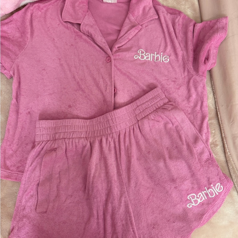 Barbie Pink Pajama Set Terry Cloth
